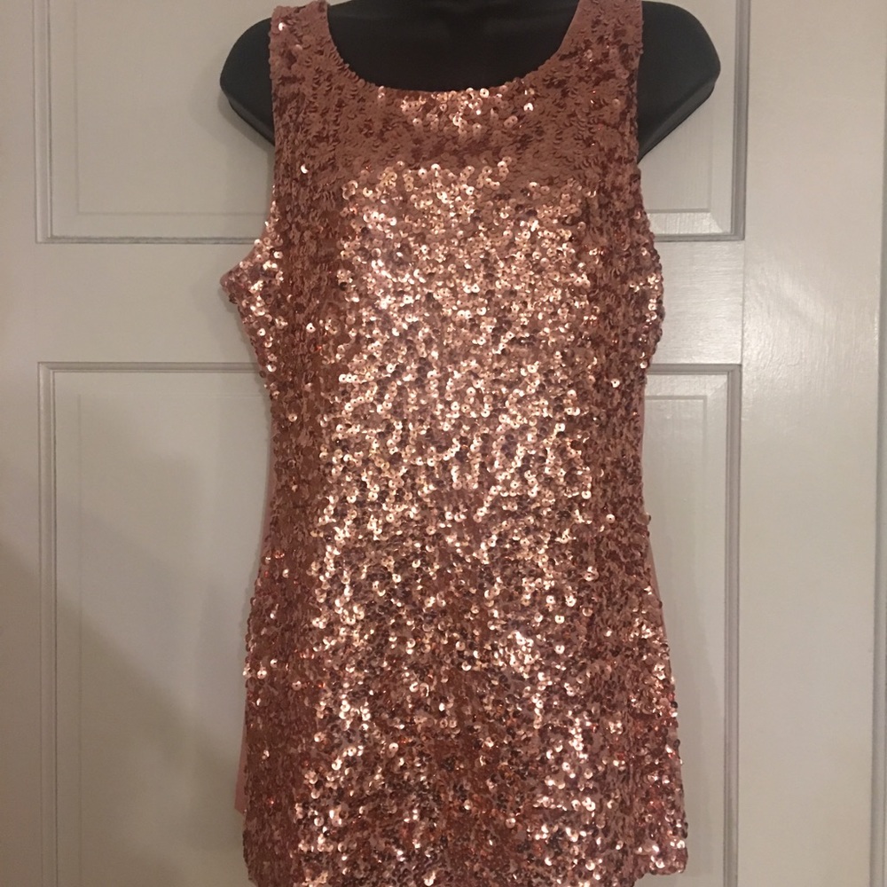 Rose gold sequin tank
